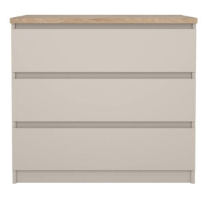 Leen Bakker - Ladekast Naia 3 Lades - Greige/eiken - 70,1x77x50 Cm - Spaanplaat - Taupe#Beige#Grijs - 76.8x70.1x50 Cm