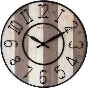 Grote industrial wandklok - 50cm - Stil - Hout - Zwart Metaal - Oxford -NeXtime