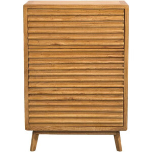 Leen Bakker - Ladekast Cinta 3 Lades - Naturel - 70x40x102 Cm - Hout - Beige