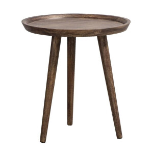Leen Bakker - Bijzettafel Basel - Walnoot - 48xØ45 Cm - Mangohout - Bruin