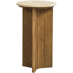 Leen Bakker - Bijzettafel Joshua - Naturel - 35x35x58 Cm - Mangohout - Beige