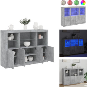vidaXL Dressoir - Dressoirs - Buffet - Dressoirkast - Dressoirs met LED-verlichting 3 st bewerkt hout betongrijs