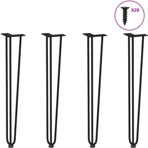 vidaXL Haarspeld Tafelpoten - 72 cm - Set van 4 - Zwart Haarspeld Tafelpoten - Tafelpoten Zwart - Moderne Tafelpoten - Metalen Tafelpoten - Stabiele Tafelpoten