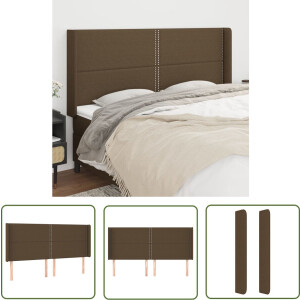 vidaXL Bedhoofdbord - Klassieke Hoofdbord - Hoofdbord met randen 203x16x118/128 cm stof donkerbruin - Hoofdbord Bruin - Stoffen Hoofdbord - Beddecoratie