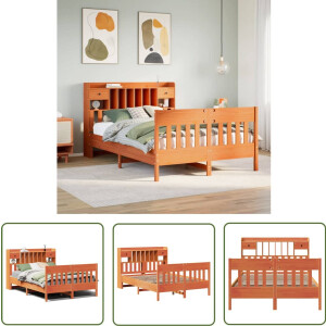 vidaXL Massief Hout - Bedframe - Bedframe zonder matras massief grenenhout wasbruin 150x200 cm - Grenenhout - Bedbank - Boxspring