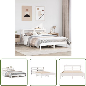 vidaXL Houten Bed - Bedframe - Bedframe zonder matras massief grenenhout wit 160x200 cm - Grenenhouten Bed - Bed Met Opbergvakken - Tweepersoonsbed