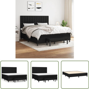 vidaXL Boxspring - Boxspringbed - Boxspring met matras stof zwart 180x200 cm - Tweepersoonsbed - Zware Boxspring - Groot Bed