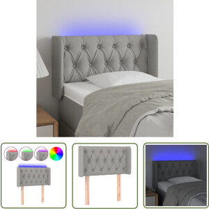 vidaXL - Hoofdbord - LED - 83x16x78/88 - cm - stof - lichtgrijs