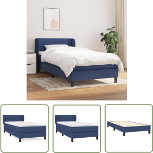 vidaXL Boxspring - Boxspringbed - Boxspring met matras stof blauw 100x200 cm - Slaapkamer Meubels - Tweepersoonsbed - Blauwe Bed