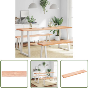 vidaXL Eikenhouten Tafelblad - Tafelblad Eikenhout - Tafelblad natuurlijke rand 180x40x(2-6) cm eikenhout lichtbruin - Tafelblad Vervangen - Salontafel - Eetkamertafel