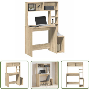 vidaXL Bureau - Kantoormeubilair - Bureau met schappen 100x45x140 bewerkt hout sonoma eikenkleur - Werkblad - Houten Bureau - Sonoma Eiken