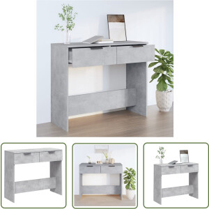 vidaXL Beton Grijs - Wandtafel - Wandtafel 90x36x75 cm bewerkt hout betongrijs - Bijzettafel - Opbergruimte - Houten Tafellaag