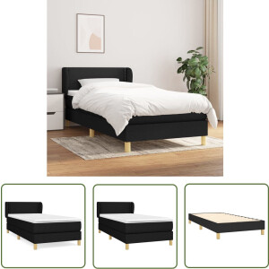 vidaXL Boxspring - Boxspringbed - Boxspring met matras stof zwart 100x200 cm - Tweepersoonsbed - King Size Bed - Pocketed Spring Mattress