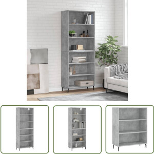 vidaXL Kledingkast - Hoge Kast - Hoge kast 69,5x32,5x180 cm bewerkt hout betongrijs - Opslagkast - Houten Kast - Grijze Kast