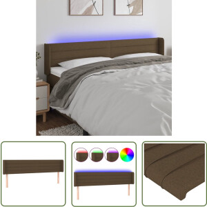 vidaXL Led Hoofdbord - Hoofd Bord - Hoofdbord LED 203x16x78/88 cm stof donkerbruin - Bedhoofdbord - Hoofdkussen - Slaap Accessoires