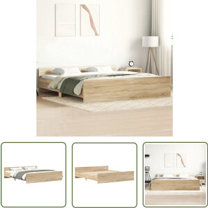 vidaXL Houten Bed - Bed Frame - Bedframe met hoofd- en voeteneinde sonoma eikenkleur 180x200 cm - Sonomahout - Tweepersoonsbed - Boxspring Bed