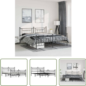 vidaXL Klassiek Bed - Robuust Bedframe - Bedframe met hoofd- en voeteneinde metaal zwart 183x213 cm - Staal Bed Frame - Zwarte Bedpost - Tweepersoons Bed