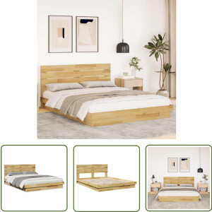 vidaXL Houten Bed - Bed Frame - Bedframe hoofdeinde zonder matras 160x200 cm massief eikenhout - Eikenhouten Bed - Tweepersoonsbed - Boxspring