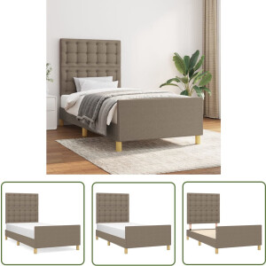 vidaXL Hoofdeinde - Bed Frame - Bedframe met hoofdeinde stof taupe 80x200 cm - Stoffen Bed - Verstelbaar Bed - Multipex Lattenbodem