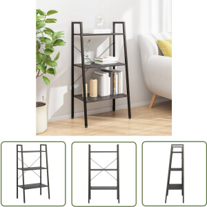 vidaXL Boekenplank - Opbergruimte - Opbergmeubel met 3 lagen 56x35x108 cm zwart - Kast - Ladderrek - Zwarte Kast