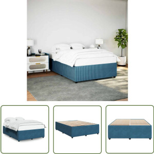 vidaXL Fluweel Bed - Blauwe Bed Frame - Bedframe fluweel blauw 140x190 cm - Tweepersoon Bed - Boxspring Bed - Kingsize Bed