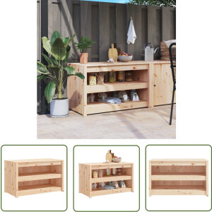 vidaXL Buitengoed - Keukenkast Buiten - Keukenkast voor buiten 106x55x64 cm massief grenenhout - Tuinkast - Grenenhouten Kast - Houten Kast