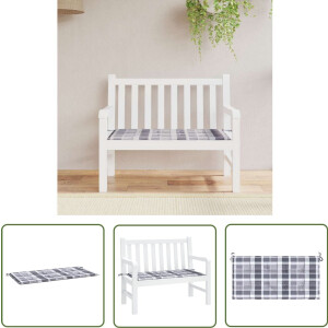 vidaXL Oxford Stof - Tuinbankkussen - Tuinbankkussen 120x50x4 cm oxford stof ruitpatroon grijs - Schuimvezel - Waterafstotend - Buitenkussen