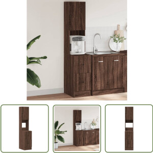 vidaXL Houten Keukenkast - Keukenkast - Keukenkast 35x50x180 cm bewerkt hout bruin eikenkleurig - Bruine Keukenkast - Eikenhouten Keukenkast - Opslagkast Keuken