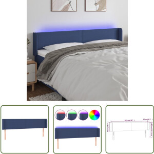 vidaXL Led Headboard - Hoofd Bord - Hoofdbord LED 203x16x78/88 cm stof blauw - Beddecoratie - Slaapkamers - Blauwe Kamer