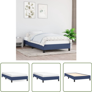vidaXL Tweepersoons Bed - Bedframe - Bedframe zonder matras 100x200 cm stof blauw - Boxspring Bed - Blauwdruk Bed - Stoffen Bed