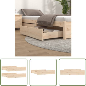 vidaXL Bedladekast - Houten Opbergladen - Bedlades 2 st massief grenenhout - Bedkasten - Opbergruimte - Slaapkamers