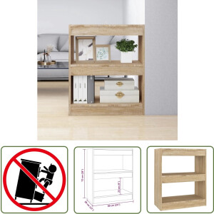 The Living Store Boekenkast - Sonoma Eiken - 60 x 30 x 72 cm - Stabiel en veelzijdig