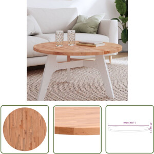 vidaXL Houten Tafelblad - Tafelblad - Tafelblad rond Ø80x2,5 cm massief beukenhout - Beukenhouten Tafelblad - Ronde Tafelblad - Salontafel Blad