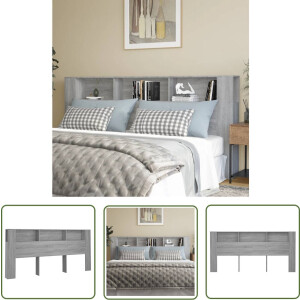 vidaXL Hoofdkast - Hoofd Bordkast - Hoofdbordkast 220x18,5x104,5 cm grijs sonoma eikenkleurig - Slaapkamerdecoratie - Houten Headboard - Grijze Headboard