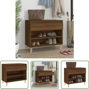 vidaXL Kastje Voor Schoenen - Schoenenkast - Schoenenkast 70x36x60 cm bewerkt hout bruin eikenkleur - Schoenuitlegger - Bergruimte - Houten Schoenenkast