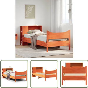 vidaXL Houten Bed - Bed Frame - Bedframe zonder matras massief grenenhout wasbruin 75x190 cm - Grenen Hout - Bedbank - Slaapkamer