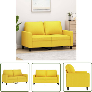 vidaXL Sofa - Tweezitsbank - Tweezitsbank 120 cm stof lichtgeel - Banks Kopen - Lounge Meubels - Geel Sofa