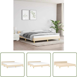 vidaXL Boxspring - Bedframe - Bedframe zonder matras stof crèmekleurig 160x200 cm - Hoofdeinde - Tweepersoonsbed - Creme Kleur