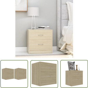 vidaXL Nachtkasten - Nachtkastje - Nachtkastjes 2 st 40x30x40 cm bewerkt hout sonoma eikenkleurig - Houten Nacht Kast - Slaapkamersdecoratie - Meubilair