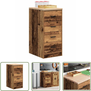 vidaXL Opslagkast - Garagekast - Garagekast 40x51x85 cm massief grenenhout oud hout - Gereedschapsschuif - Werkbank - Klusmateriaal