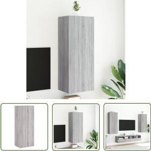 The Living Store Tv-wandmeubel 40,5x30x102 cm bewerkt hout grijs sonoma - Tv-meubel - Wandmontage - Grijze Meubelen - Houten Meubilair - Opbergkasten