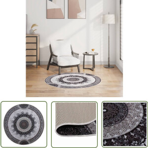 vidaXL Rond Vloerkleed - Vloerkleed - Vloerkleed wasbaar anti-slip ø120 cm meerkleurig - Multicoloured Rug - Pluche Vloerkleed - Anti Slip Matten