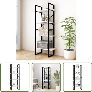 vidaXL Houten Boekenkast - Boekenkast - Boekenkast met 4 schappen 60x30x140 cm massief grenenhout wit - Industrieel Boekenkast - Bibliotheek - Witte Boekenkast