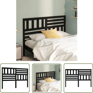 vidaXL Hoofdbord Zwart - Houten Hoofdbord - Hoofdbord 126x4x100 cm massief grenenhout zwart - Hoofd Bord - Klassieke Hoofdbord - Grenenhout Hoofdbord