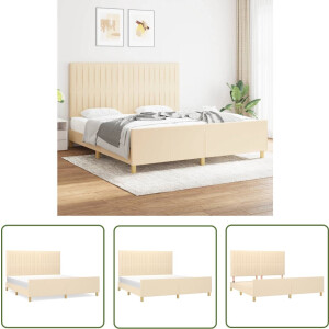 vidaXL Creme Kleur - Bed Frame - Bedframe zonder matras stof crèmekleurig 180x200 cm - Boxspring Bed - Tweepersoons Bed - Stapelbed