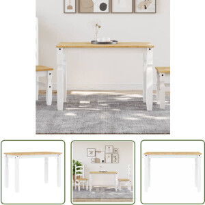 vidaXL Grenenhouten Tafel - Eetkamertafel - Eettafel Corona 112x60x75 cm massief grenenhout wit - Witte Eettafel - Landelijke Eettafel - Compacte Eettafel