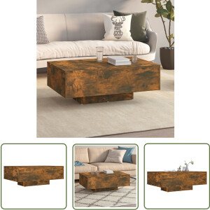 vidaXL Houten Salontafel - Salontafel - Salontafel 85x55x31 cm bewerkt hout gerookt eikenkleurig - Bruine Salontafel - Modern Design - Industriële Salontafel
