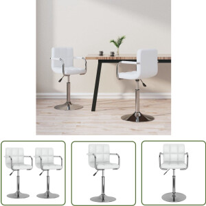 vidaXL Draaibare Eetkamerstoelen - Kunstleer - Wit - 2 st Draaibare Eetkamerstoel - Eetkamerstoel Wit - Design Eetkamerstoel - Kunstleder Eetkamerstoel - Eetkamerstoel Met Armleuningen