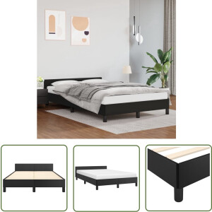 vidaXL Bedframe - Slaapkamers - Bedframe met hoofdeinde zonder matras 120x200 cm zwart - Kunstleder Bed - Zwarte Bed - Dubbel Bed
