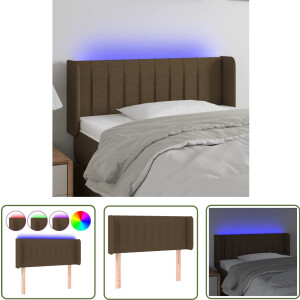 vidaXL Hoofdbord Met Led - Hoofd Bord Led - Hoofdbord LED 103x16x78/88 cm stof donkerbruin - Headboard Met Licht - Led Lampen - Bedroom Decor